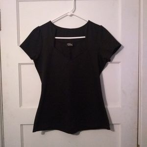 Rock Steady Black Top, Sweetheart Neckline, Size L
